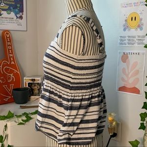 Navy blue and white tank top with flowy bottom and adjustable straps SIZE: M